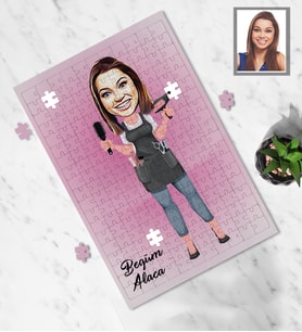 Kişiye Özel Kuaför Bayan Karikatürlü A3 130 Parça Puzzle Mod-2