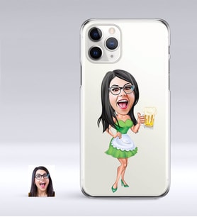 BK Gift Kişiye Özel Bayan Karikatürlü iPhone 11 Pro İnce Şeffaf Silikon Telefon Kapağı-30 (Beyaz)