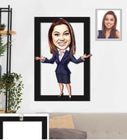 Kişiye Özel İş Kadını Karikatürlü 3D Ahşap Tablo 30x47 Bayan-3