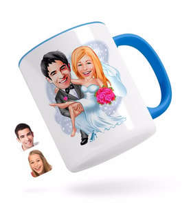 BK Gift Kişiye Özel Evleniyoruz Karikatürlü Mavi Kupa Bardak-9