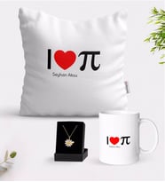 BK Gift Kişiye Özel Matematik Öğretmeni Beyaz Kupa Yastık ve İsimli Papatya Kolye Hediye Seti-12 (Model 1)