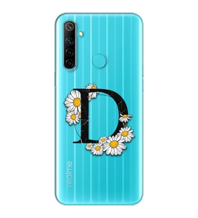 Papatya Harf Tasarım Süper Şeffaf Silikon Telefon Kılıfı Oppo Realmi 6i D-Harfi