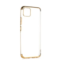 Realme C11 Kılıf Zore Dört Köşeli Lazer Silikon Kılıf (Gold)