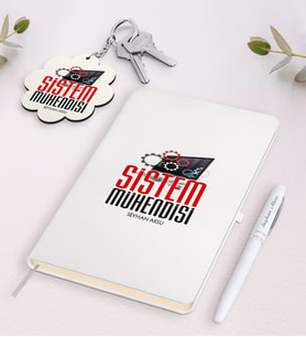 BK Gift Kişiye Özel Sistem Mühendisi Beyaz Defter Kalem Ve Anahtarlık Hediye Seti-2 (Model 1)