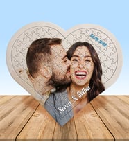 Kişiye Özel Fotoğraflı A3 Kalp Puzzle 30x40 Cm