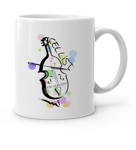 BK Gift Kişiye Özel Mesleki Çellist Beyaz Kupa Bardak  2