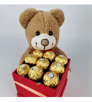 Sevimli Ayıcık Ferrero Rocher Çikolata Sepeti