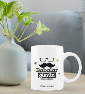 Babalar Günü Kişiye Özel Kupa Bardak - Babalar Günün Kutlu Olsun Tasarımı (Beyaz)