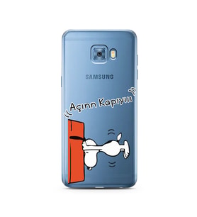 Snoopy Tasarımlı Süper Şeffaf Silikon Telefon Kılıfı Samsung C5 Pro  