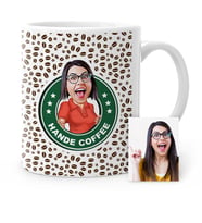 BK Gift Kişiye Özel Kahve Logolu Karikatür Beyaz Kupa Bardak  2b