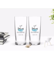 BK Gift Kişiye Özel Renkli Baskılı Kastamonu Tasarımlı Turistik İkili Rakı Bardağı Seti-1 (Beyaz)