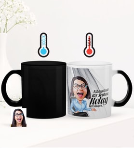 BK Gift Kişiye Özel Kolay Yetişmiyor Karikatürlü Sihirli Cam Kupa Bardak - 2