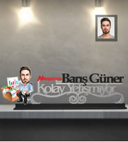 Kişiye Özel İş Adamı Karikatürlü Kolay Yetişmiyor Ahşap Biblo Bay-18