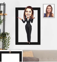 Kişiye Özel Öğretmen Karikatürlü 3D Ahşap Tablo 30x47 Bayan-1