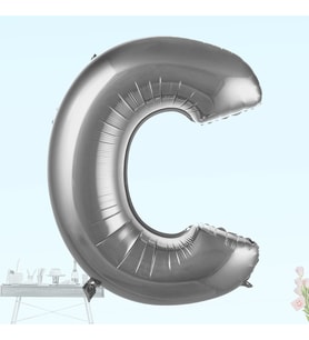C Harf Folyo Balon, 100 cm - Gümüş (STD)