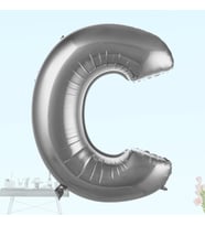 C Harf Folyo Balon, 100 cm - Gümüş (STD)