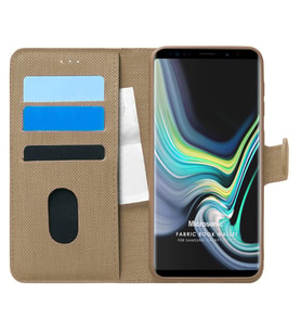 Microsonic Samsung Galaxy Note 9 Kılıf Fabric Book Wallet Gold