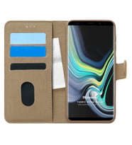 Microsonic Samsung Galaxy Note 9 Kılıf Fabric Book Wallet Gold