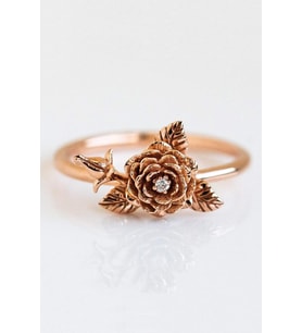 Gül Motifli Ayarlanabilir 14 K Rose Altın Kaplama Kadın Yüzük