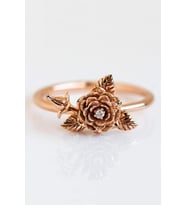 Gül Motifli Ayarlanabilir 14 K Rose Altın Kaplama Kadın Yüzük
