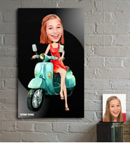 BK Gift Kişiye Özel Bayan Vespa Temalı Karikatür Ahşap Tablo