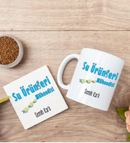 Su Ürünleri Mühendisi Beyaz Kupa Bardak Ve Bardak Altlığı Seti