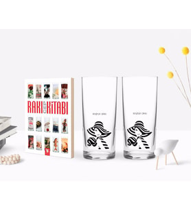BK Gift Kişiye Özel Renkli Baskılı İsimli İkili Rakı Bardağı ve Rakı Cep Kitabı Hediye Seti-124 (Model 1)