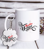 BK Gift Kişiye Özel Yılbaşı Mutlu Yıllar Beyaz Kupa ve Anahtarlık Hediye Seti-6 (Model 1)