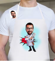 BK Gift Kişiye Özel Bay Kasap Karikatür Beyaz Mutfak Önlüğü  1