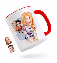 BK Gift Kişiye Özel Sevgililer Karikatürlü Kırmızı Kupa Bardak-30