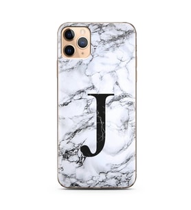 Iphone 11 Pro Beyaz Mermer Harf Tasarımlı Telefon Kılıfı J-Harfi 