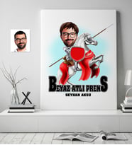 BK Gift Kişiye Özel Beyaz Atlı Prens Karikatürlü Kanvas Tablo (50x70cm.) 2