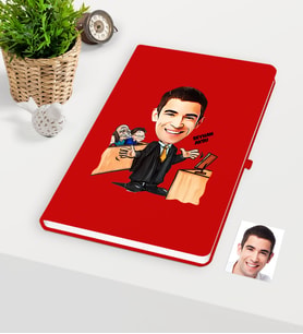 BK Gift Kişiye Özel Bay Avukat Karikatürlü Kırmızı Defter - 3