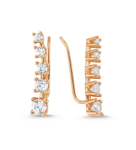 Altın Rose Gold Beştaş Yan Küpe