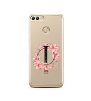 Pembe Çiçekli Harf Tasarım Süper Şeffaf Silikon Telefon Kılıfı Huawei Y9 2018 I-