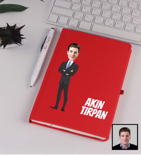 Kişiye Özel Karikatürize Büyük Patron Defter Kalem Seti Kırmızı 91339