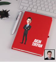 Kişiye Özel Karikatürize Büyük Patron Defter Kalem Seti Kırmızı 91339
