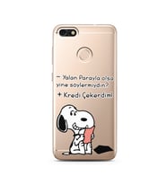 Snoopy Tasarımlı Süper Şeffaf Silikon Telefon Kılıfı Huawei P9 Lite 2017 Mini 