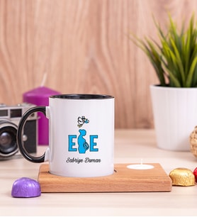 Ebe Ahşap Altlıklı Mumlu Siyah Kupa Bardak