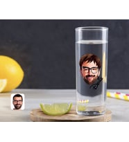 BK Gift Kişiye Özel Renkli Baskılı Erkek Yüz Karikatürlü Vodka Bardağı-1 (Beyaz)