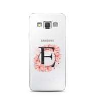 Pembe Çiçekli Harf Tasarım Süper Şeffaf Silikon Telefon Kılıfı Samsung A3 (2015)
