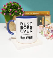 Patrona Best Boss Ever Tasarımlı Patron Kupa Bardak Lacivert