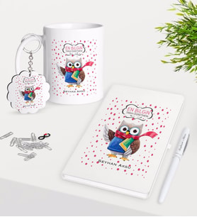 BK Gift Kişiye Özel Tarih Öğretmeni Kupa Anahtarlık Beyaz Defter Kalem Hediye Seti-3 (Model 1)