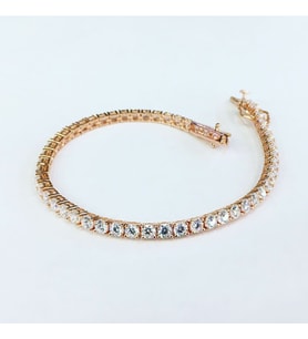 GÜMÜŞ ROSE BRONZ RENK ZİRKON TAŞLI SU YOLU BİLEKLİK