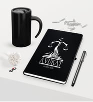 BK Gift Kişiye Özel Avukat Temalı Siyah Defter Kalem ve Termos Mug Seti - 5 (Model 1)