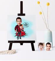 BK Gift Kişiye Özel Baba Kız Karikatür 19 X 28 Cm Ahşap Şovale  3