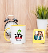 Fizik Öğretmeni Sarı Kupa Bardak ve Sarı Mini Fotoğraf Çerçevesi
