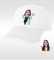 BK Gift Kişiye Özel Bayan Kuaförü Karikatür Beyaz Şapka  1