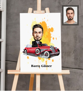 Kişiye Özel İş Adamı Karikatürlü  Ahşap Tablo 30x47 Bay-28
