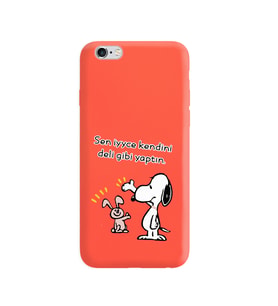 Snoopy Tasarımlı Turuncu Lansman Telefon Kılıfı İphone 6